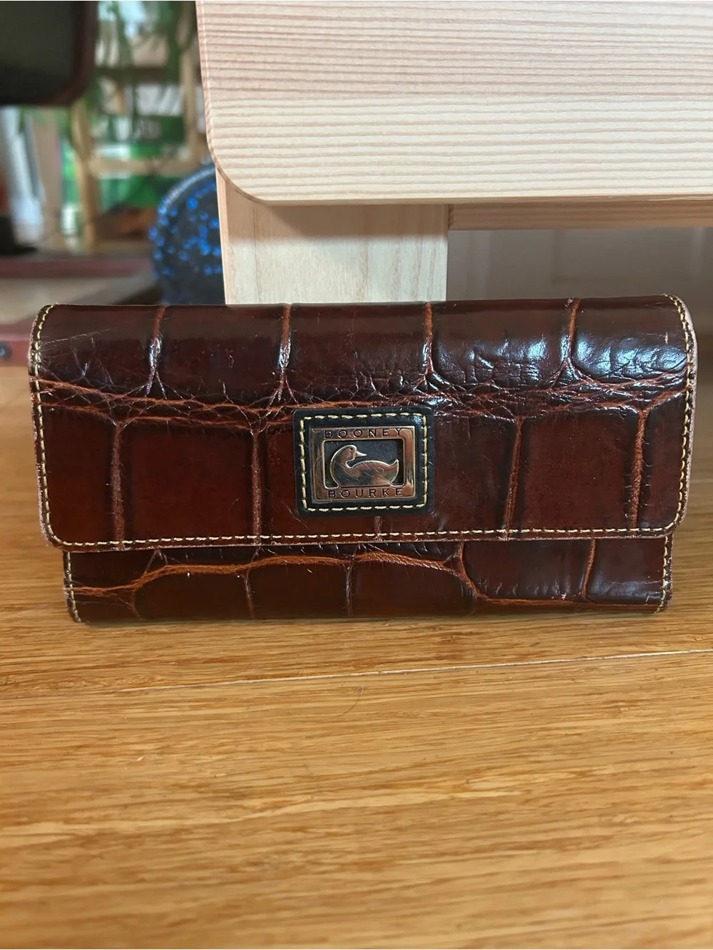 Vintage Leather Croc Embossed Dooney & Burke Wallet